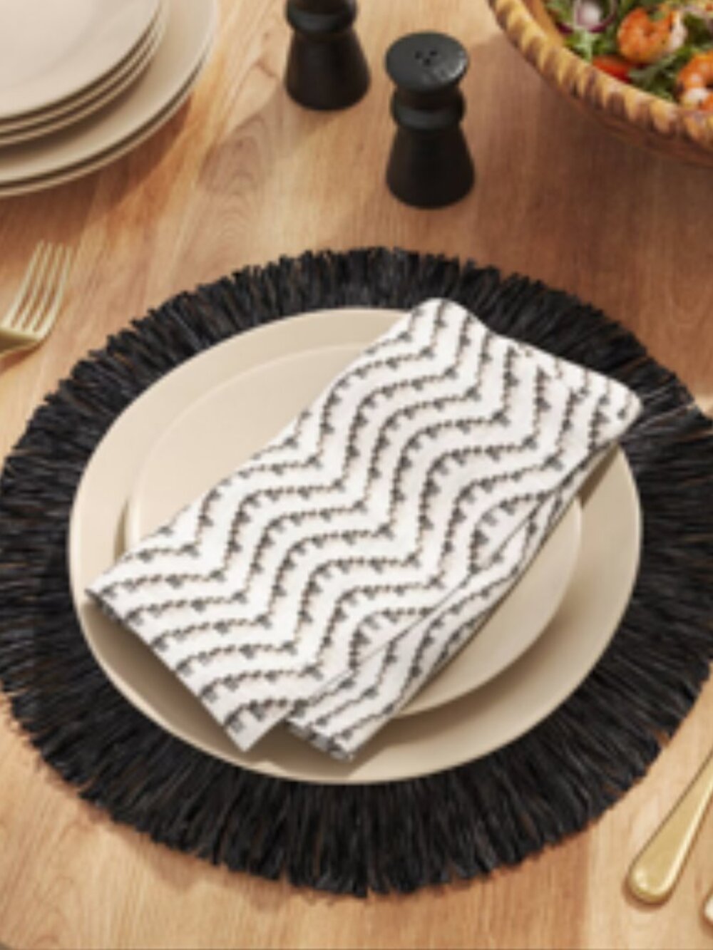 NWT Threshold Two-Four Packs of Cotton Napkins Black/Cream Wave (8)